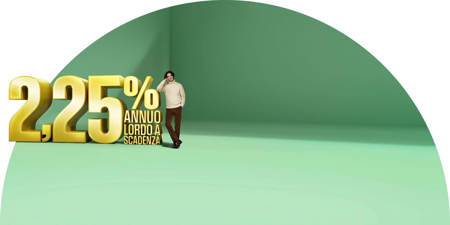 ragazzo appoggiato a gigante percentuale