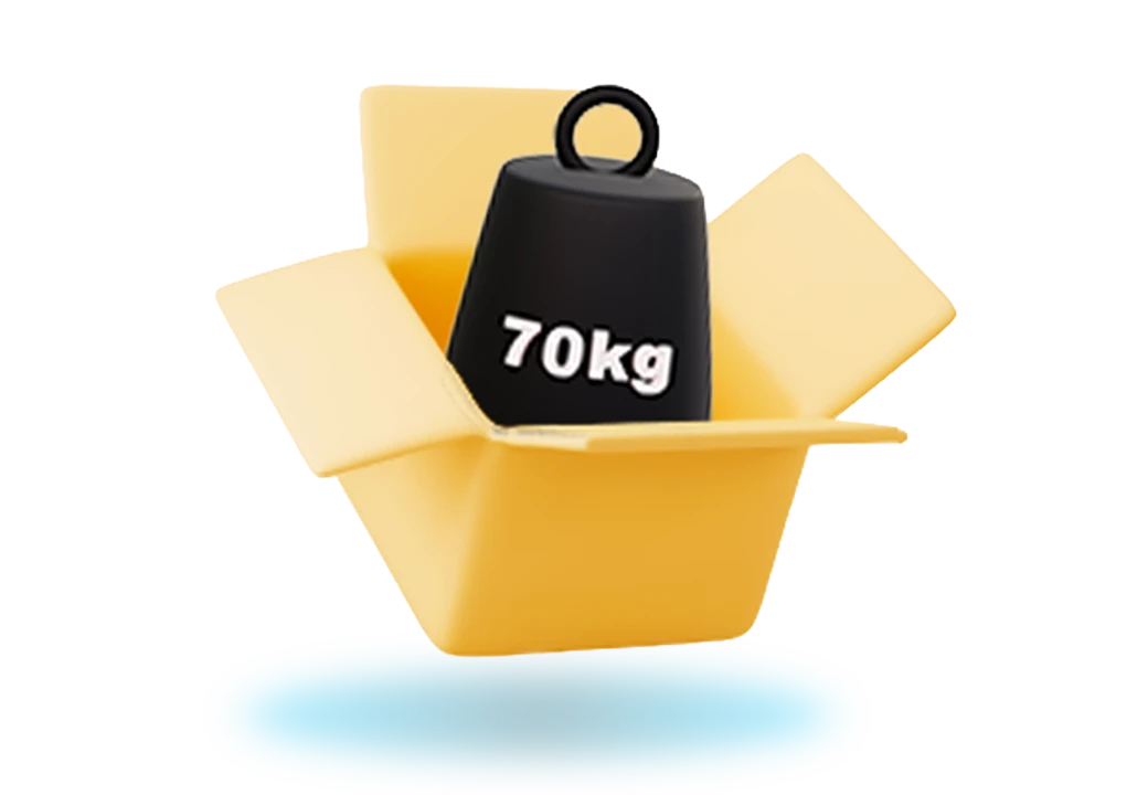 peso da 70 kg dentro una scatola
