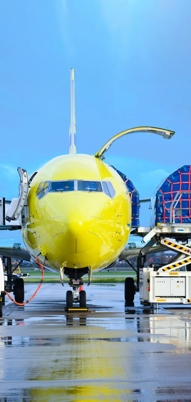 Aircraft being unloaded
