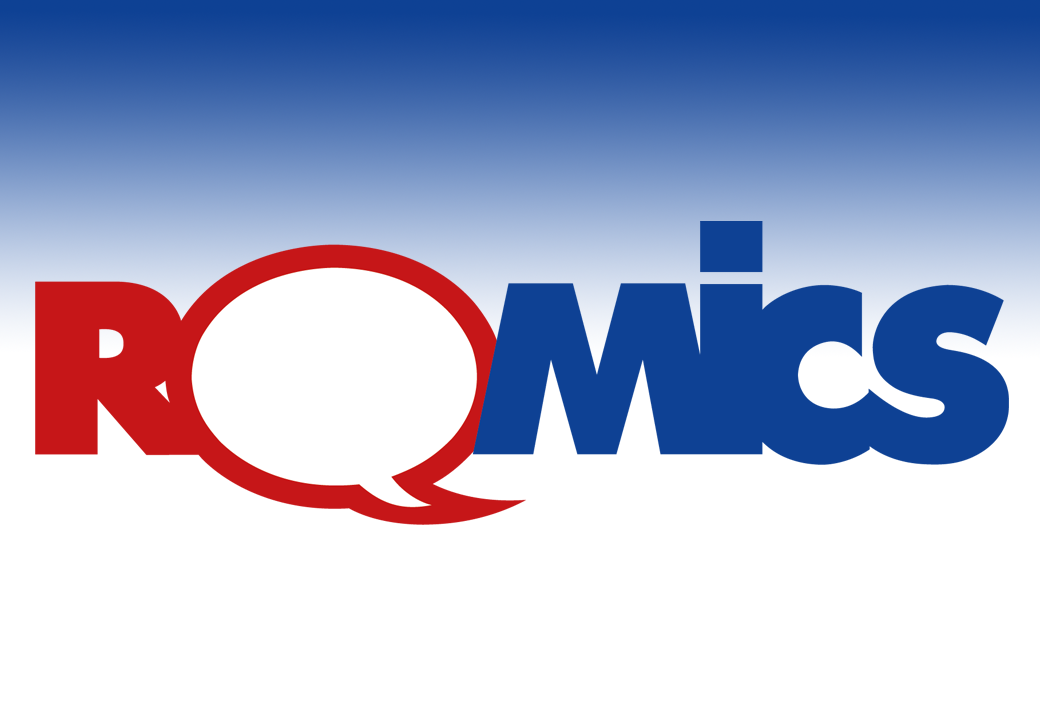 logo evento Romics rosso e blu