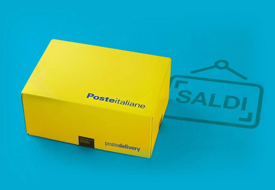 pacco giallo su sfondo celeste