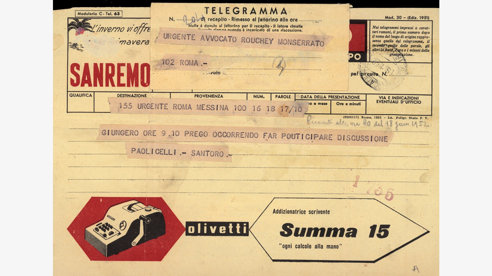 Telegramma Sanremo