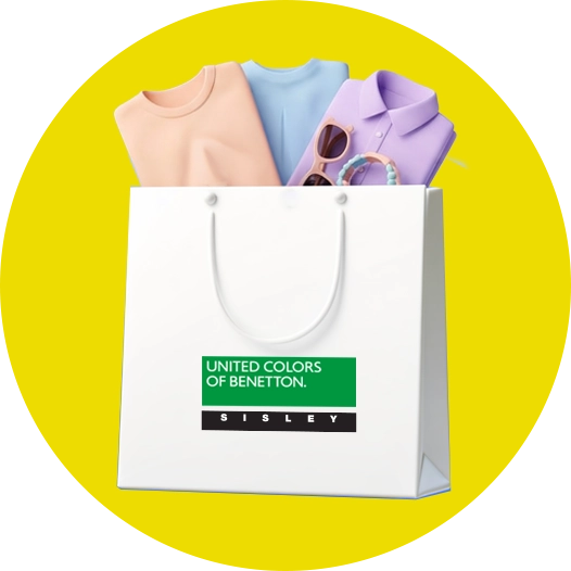 Immagine shopping bag con loghi United Colours of Benetton e Sisley