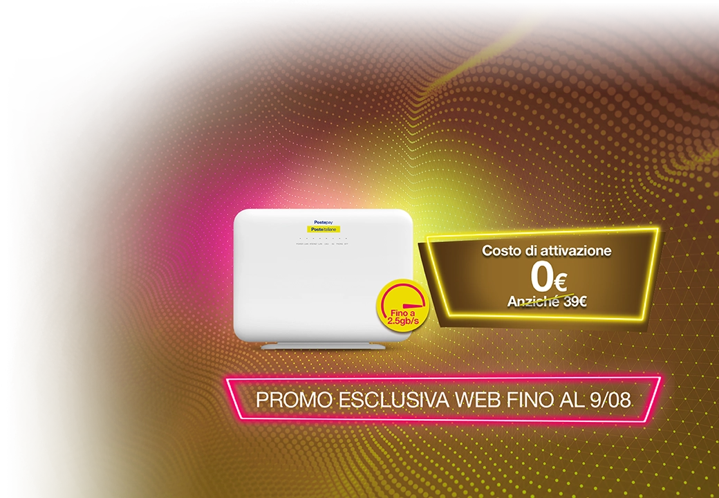Un modem bianco, con le indicazioni della promo