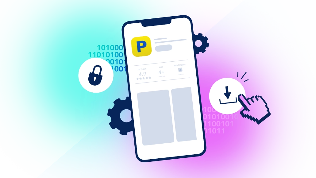 Cellulare con iconcine su sfondo colorato