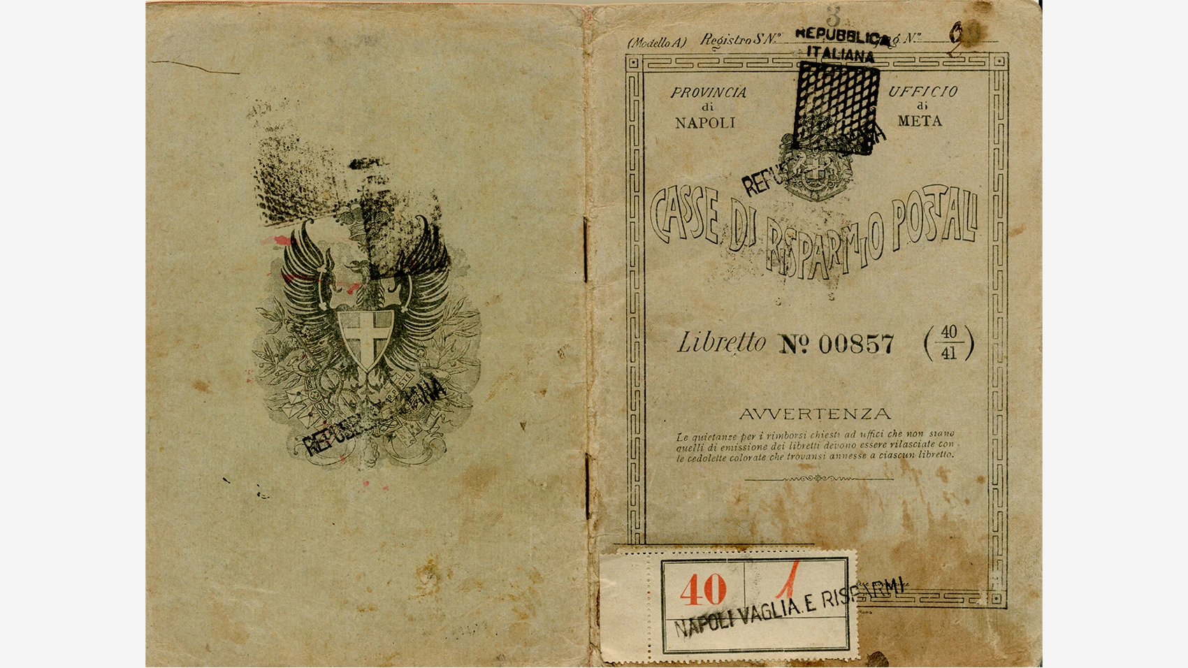 Libretto di risparmio del 1909