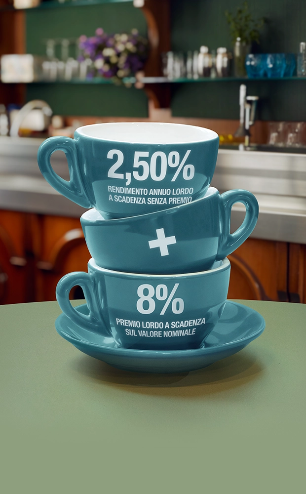 2,50% rendimento annuo lordo a scadenza senza premio e 8% premio lordo a scadenza sul valore nominale