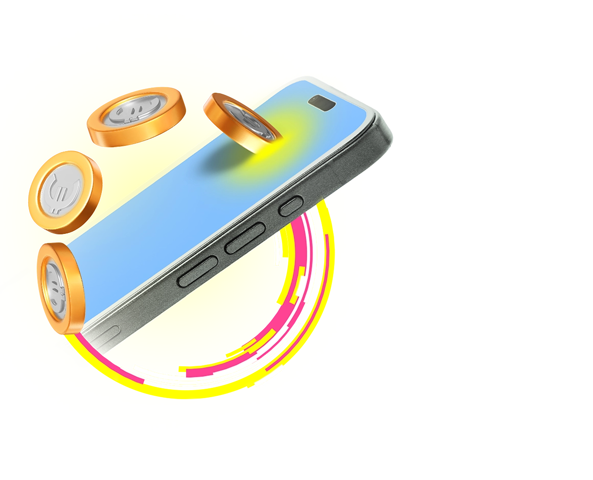 soldi intorno a un cellulare sfondo verde