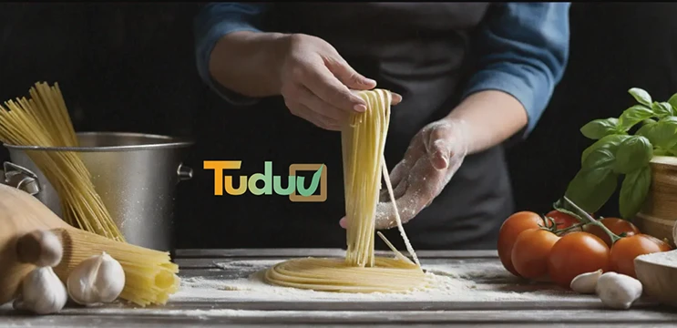Immagine di mani di uomo che impastano pasta fatta a mano