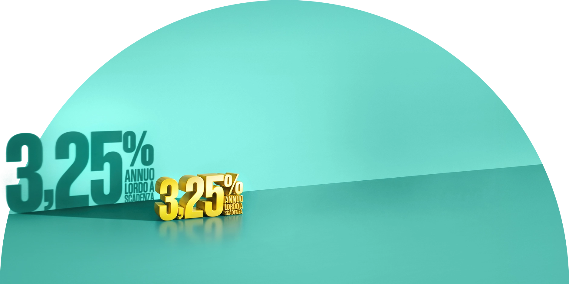 percentuale gialla con ombra su sfondo tiffany