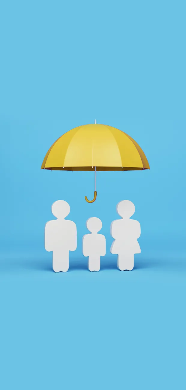 Famiglia che si protegge da eventuali imprevisti