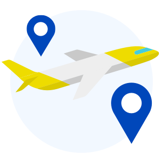 Aircraft flying from one point to another.