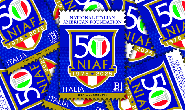 Un francobollo dedicato alla National Italian American Foundation nel 50° anniversario