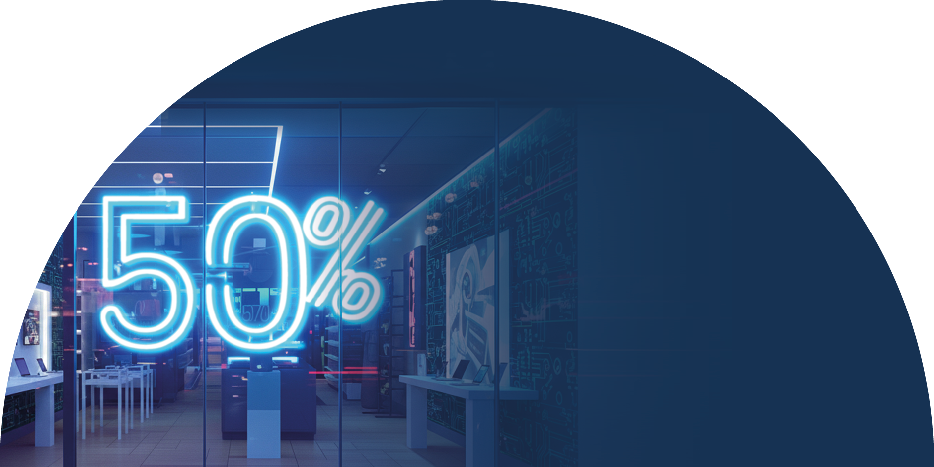 percentuale neon blu