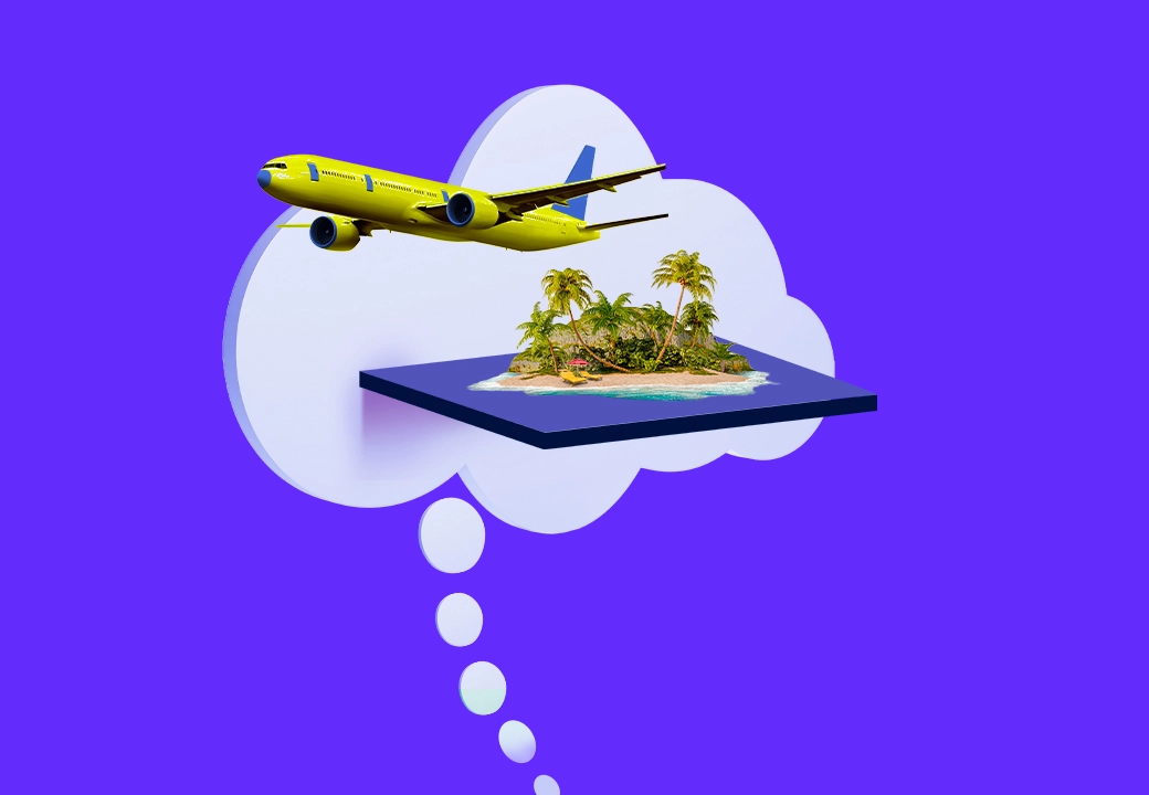 nuvola con elementi di viaggio