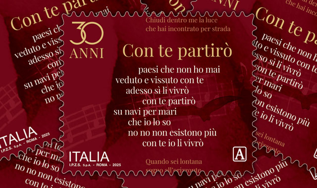 “Con te partirò” compie 30 anni, un francobollo la celebra