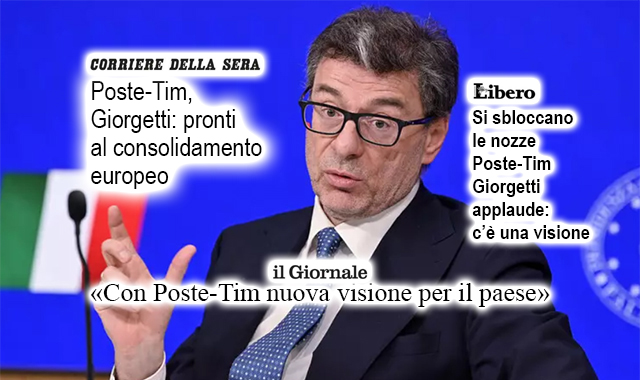 Il ministro Giorgetti: “L’operazione di Poste su Tim dà una visione al Paese”