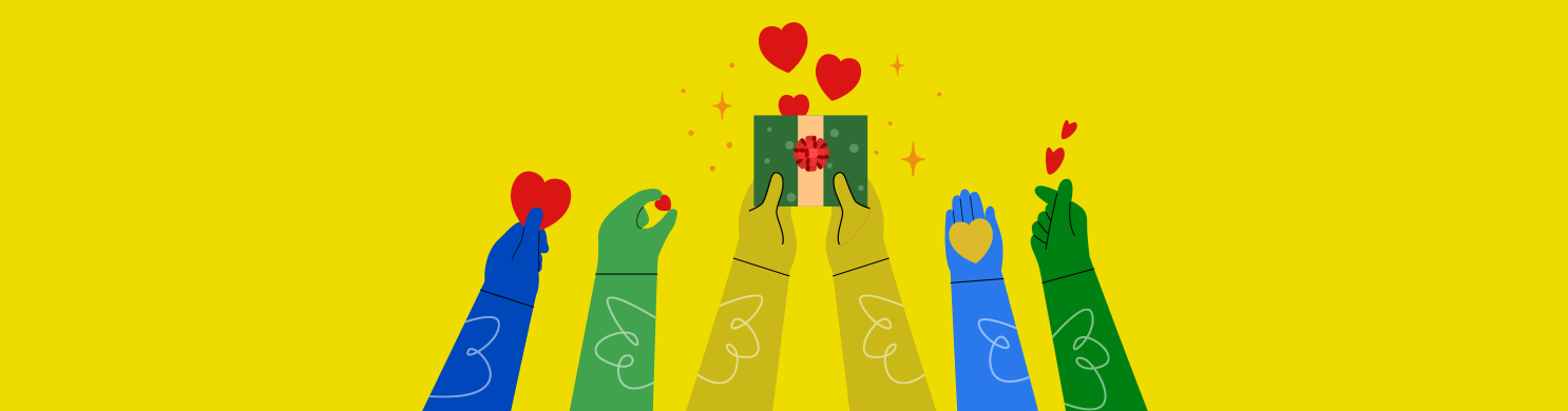 mani tengono un pacchetto natalizio