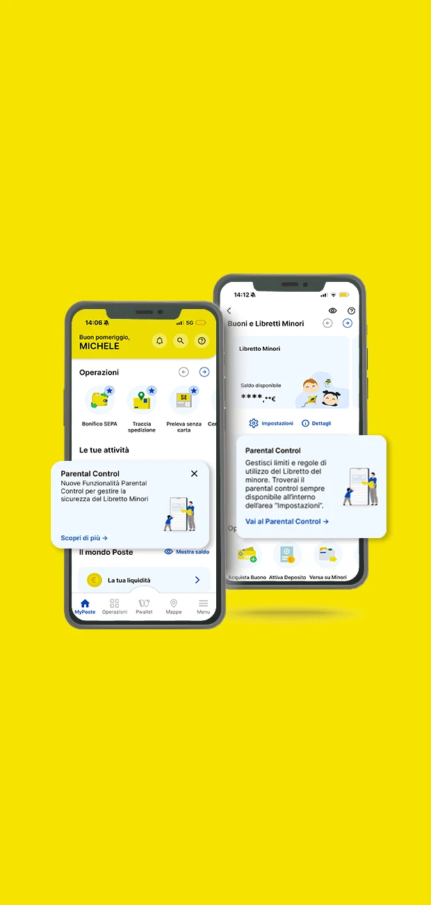 Schermi di uno smartphone su sfondo giallo