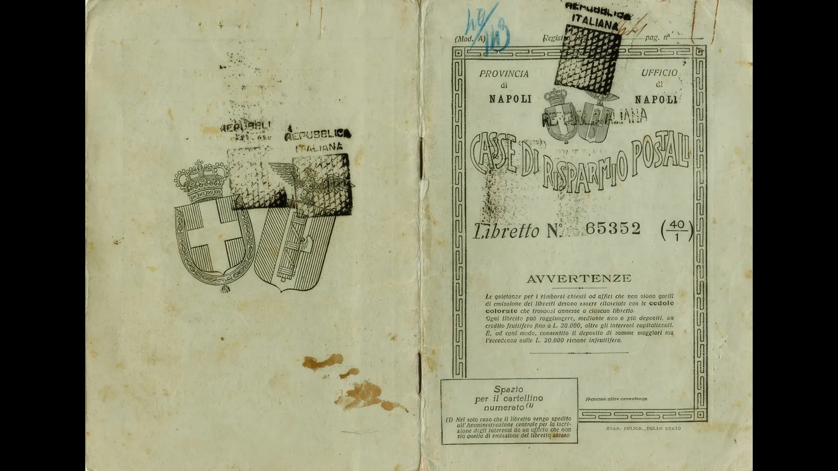 Un Libretto postale emesso durante il Regno d'Italia