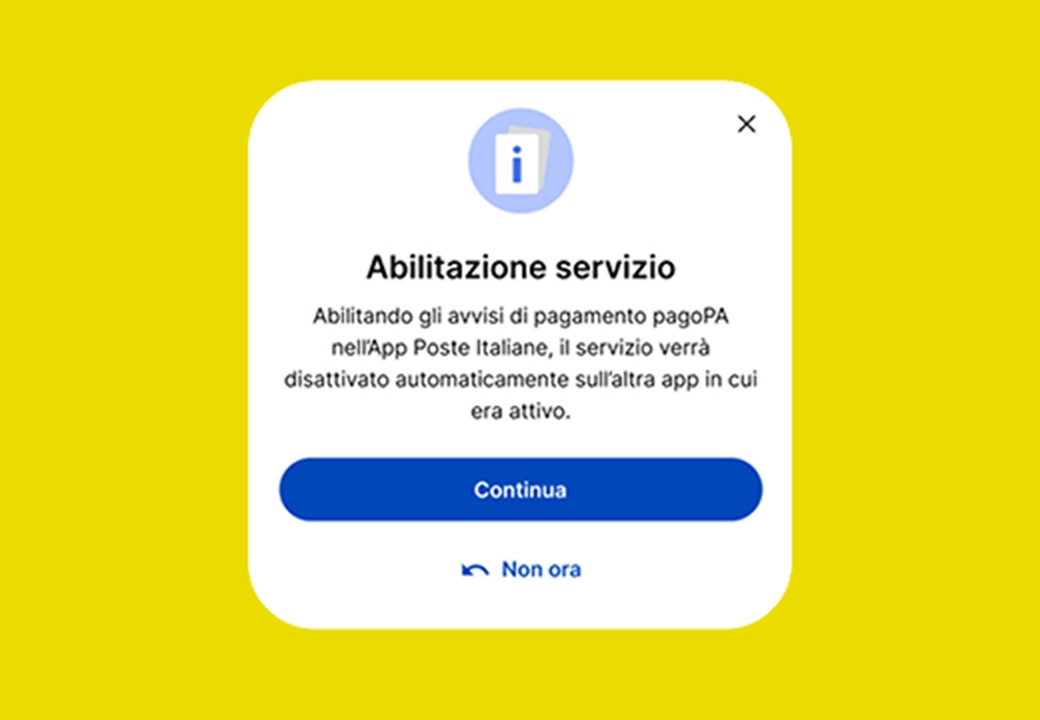 Immagine smartphone aperto su abilita servizio Avvisi di Pagamento