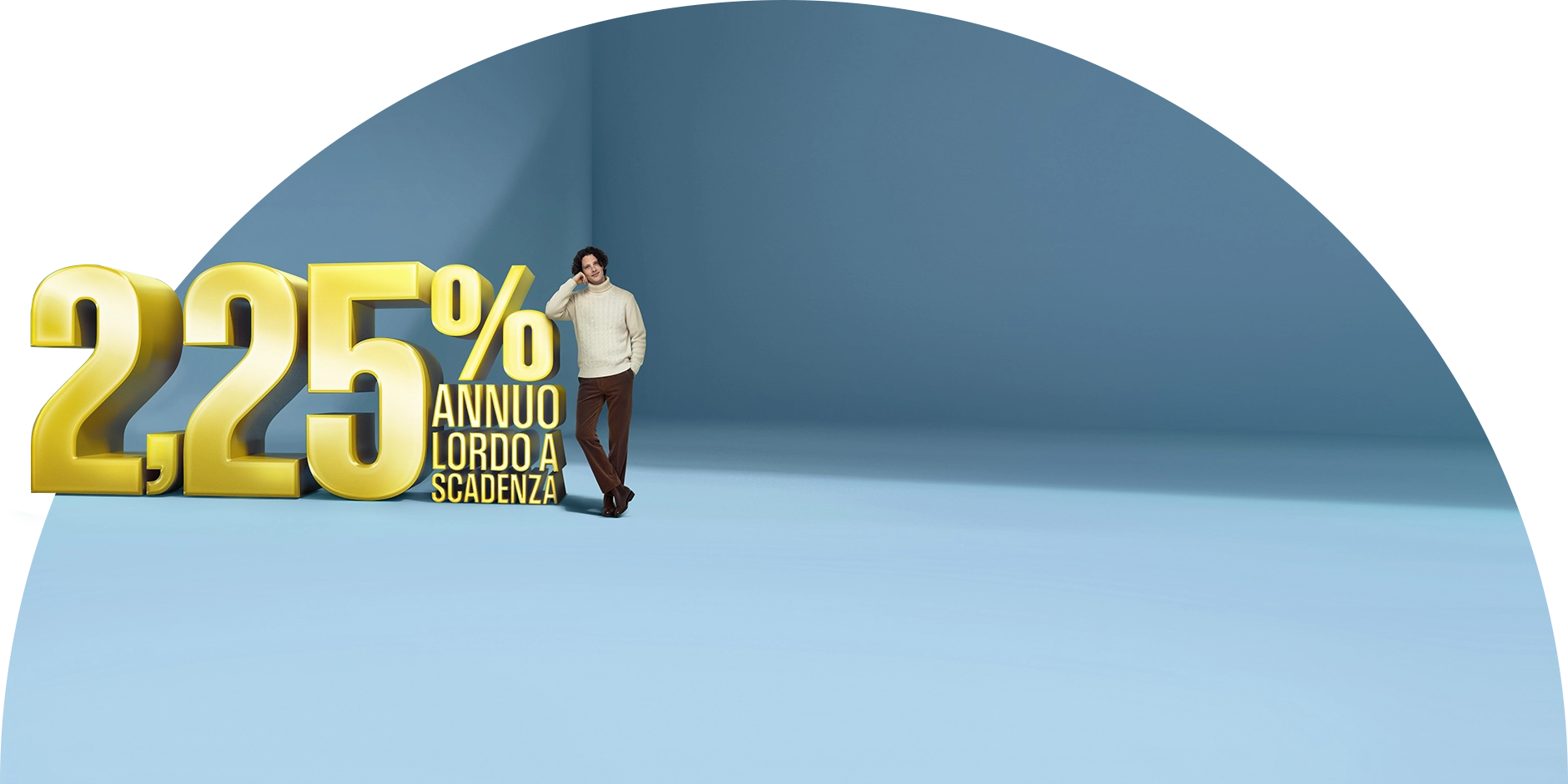 ragazzo appoggiato a percentuale gigante