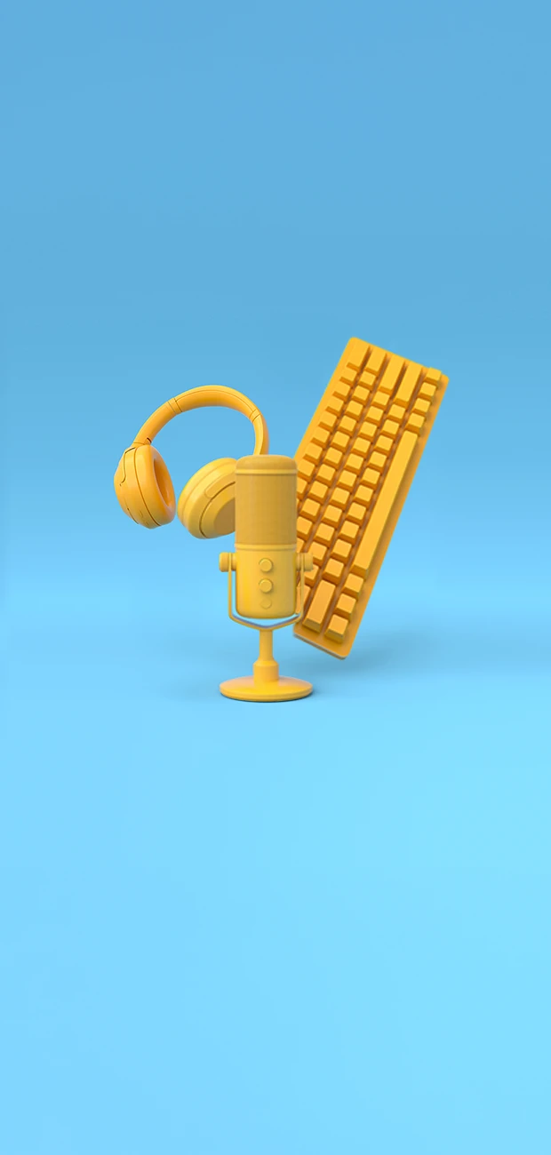 illustrazione di microfono tastiera e cuffie