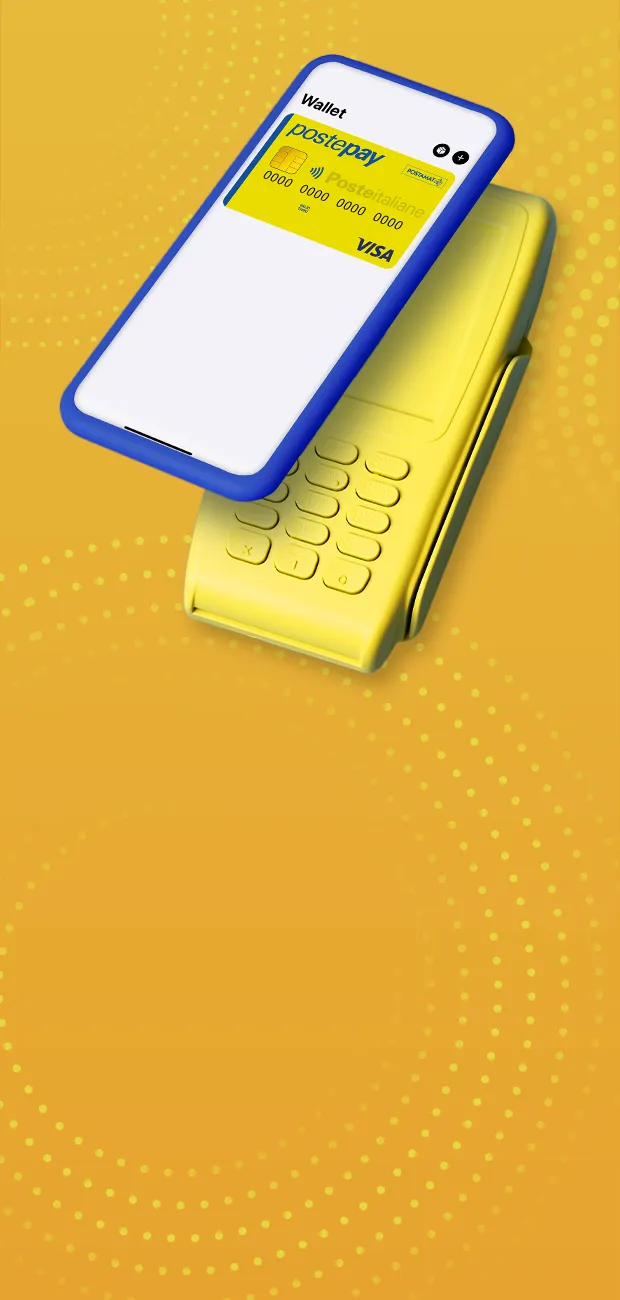 Smartphone con immagine della carta Postepay Standard