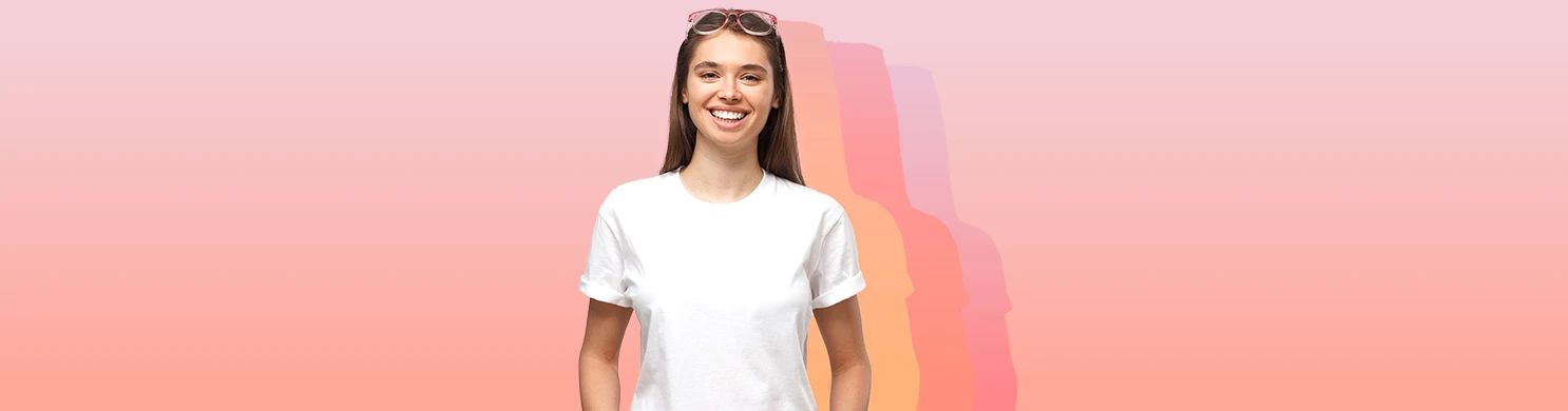 Ragazza con occhiali sulla testa