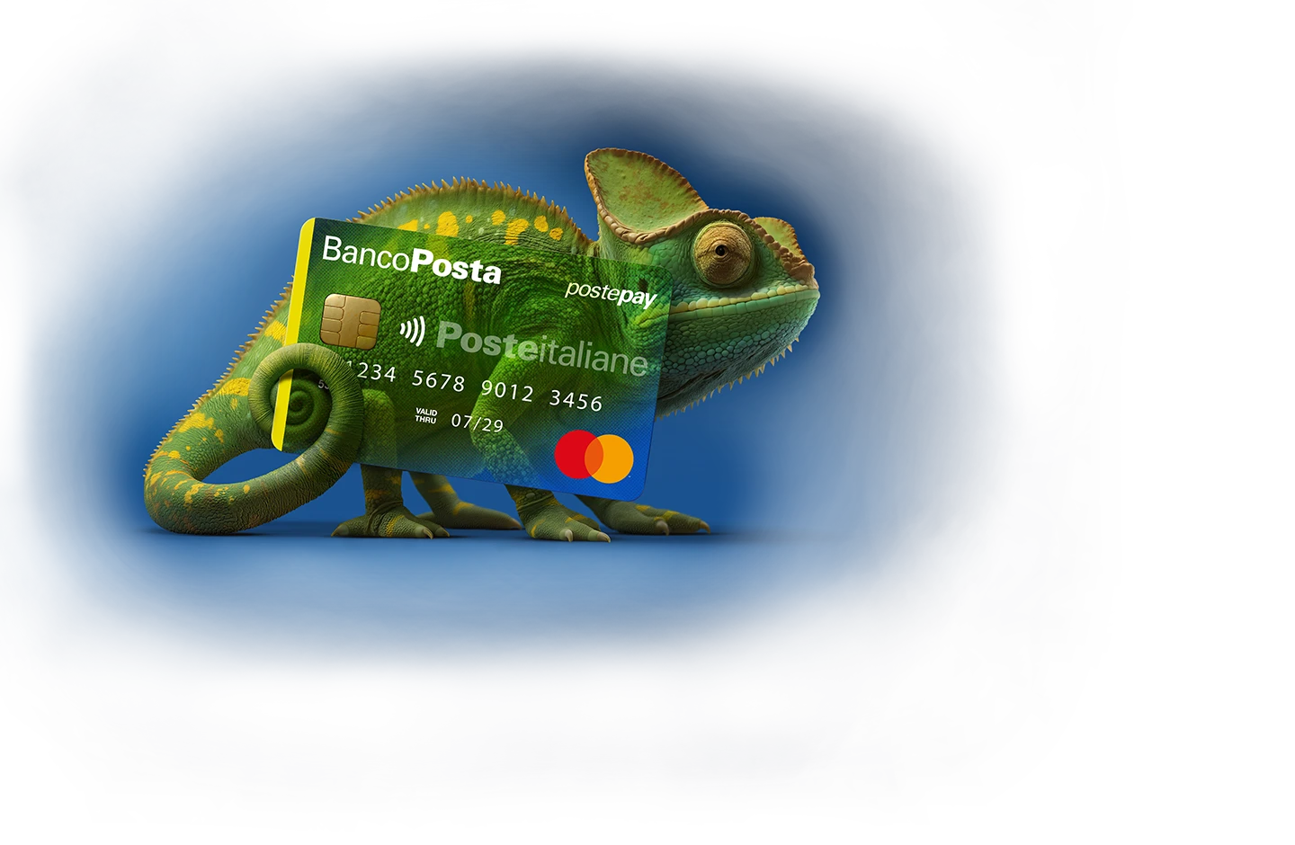 carta di credito mimetizzata con un camaleonte