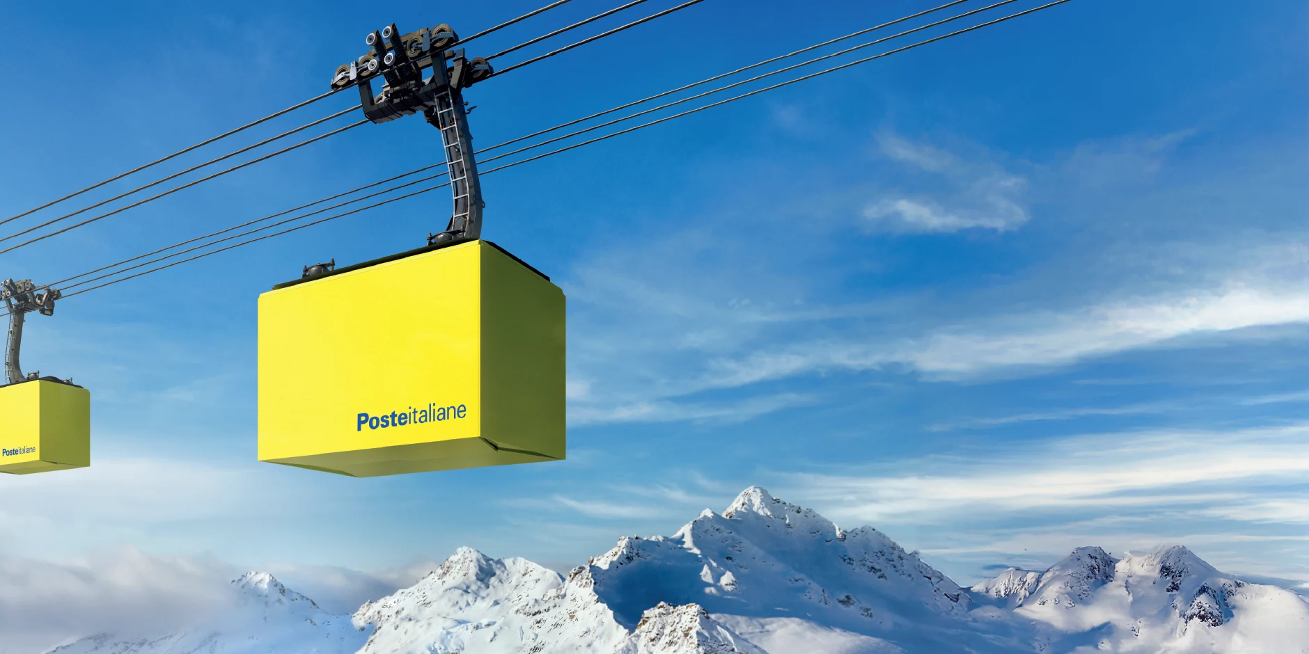 seggiovia con pacchi gialli