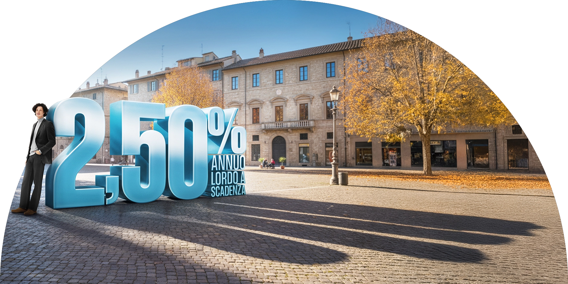 ragazzo riccio appoggiato a numero gigante