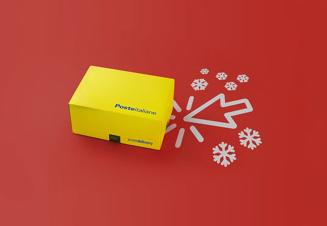 pacco giallo su sfondo rosso