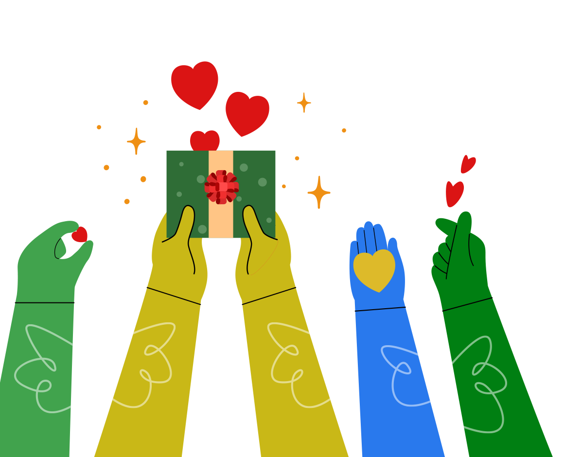 disegno di mani che offrono un regalo 