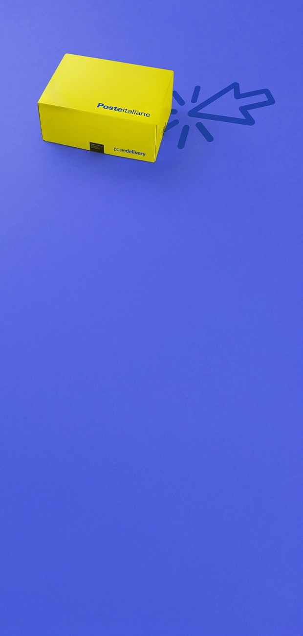 pacco giallo su sfondo blu