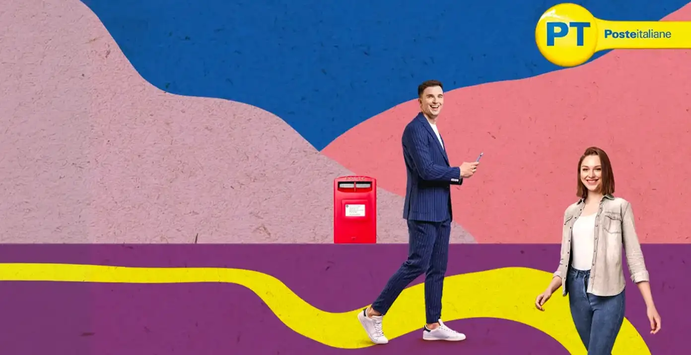 Un uomo e una donna su sfondo colorato