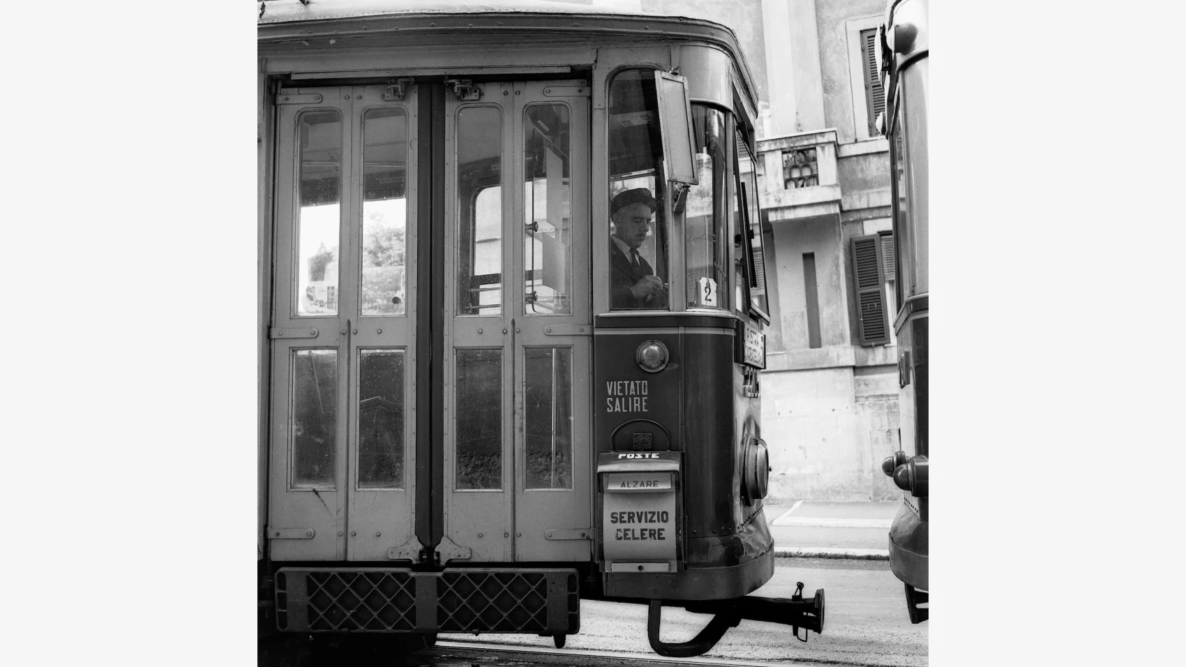 Tram a Roma nel 1965 con cassetta di impostazione