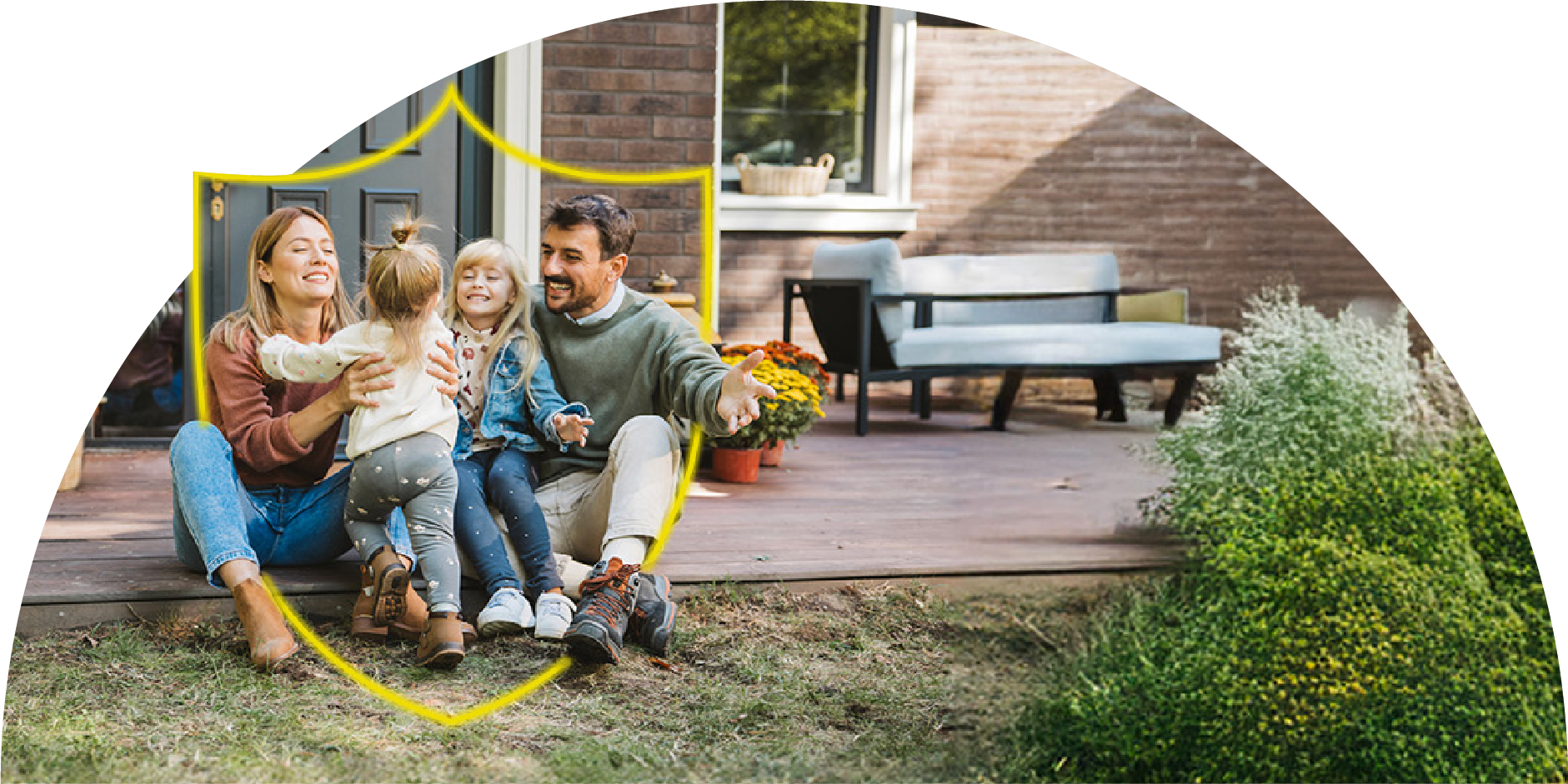 famiglia in giardino