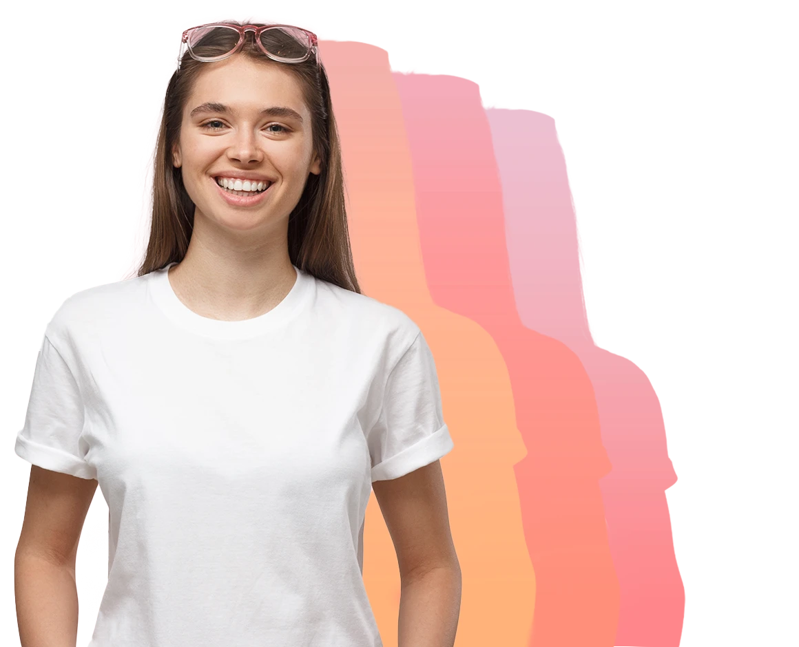 Ragazza con occhiali sulla testa